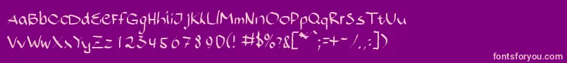 Bajsporr-Schriftart – Rosa Schriften auf violettem Hintergrund