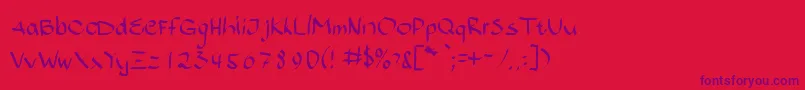 Bajsporr-Schriftart – Violette Schriften auf rotem Hintergrund