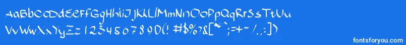 フォントBajsporr – 青い背景に白い文字