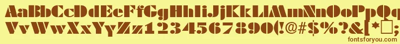 TessasskRegular-Schriftart – Braune Schriften auf gelbem Hintergrund