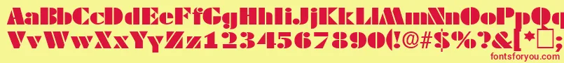 TessasskRegular Font – Red Fonts on Yellow Background