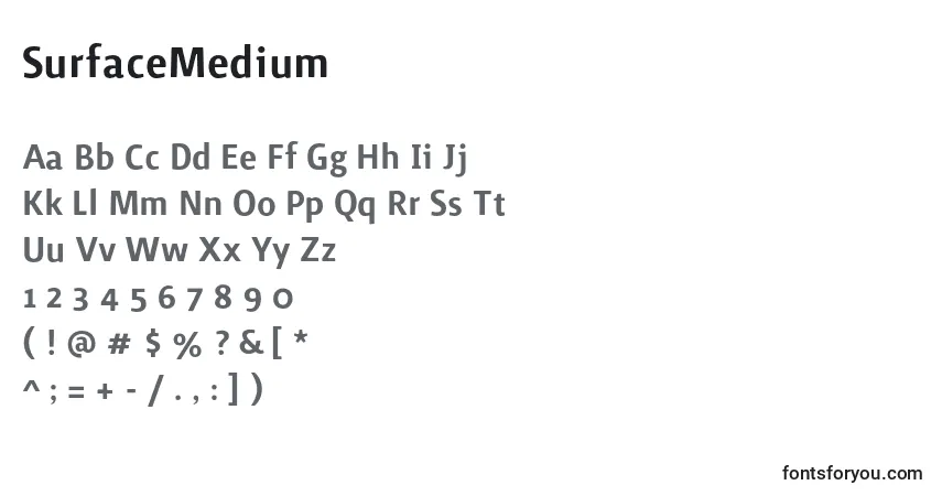 Czcionka SurfaceMedium – alfabet, cyfry, specjalne znaki