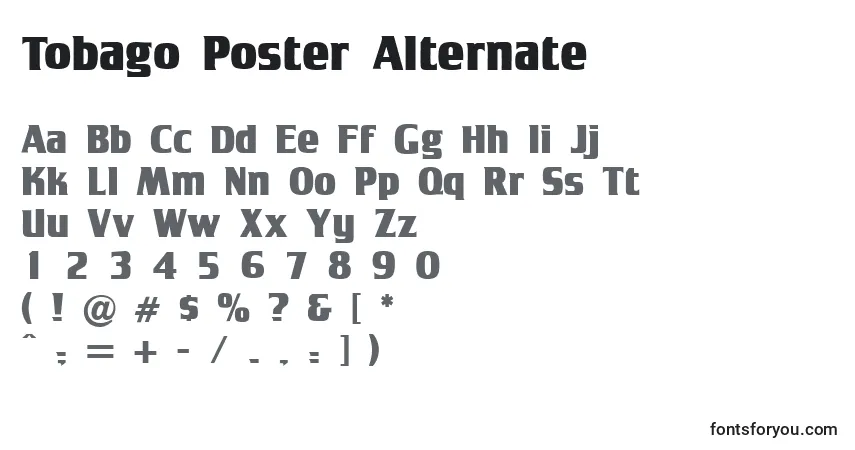 Шрифт Tobago Poster Alternate – алфавит, цифры, специальные символы