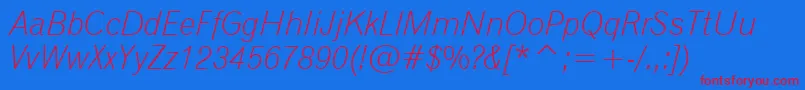 Gothic720LightItalicBt Font – Red Fonts on Blue Background