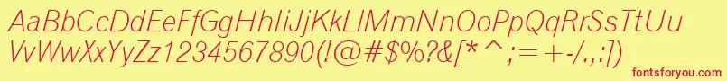 Gothic720LightItalicBt Font – Red Fonts on Yellow Background