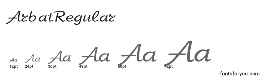 Размеры шрифта ArbatRegular