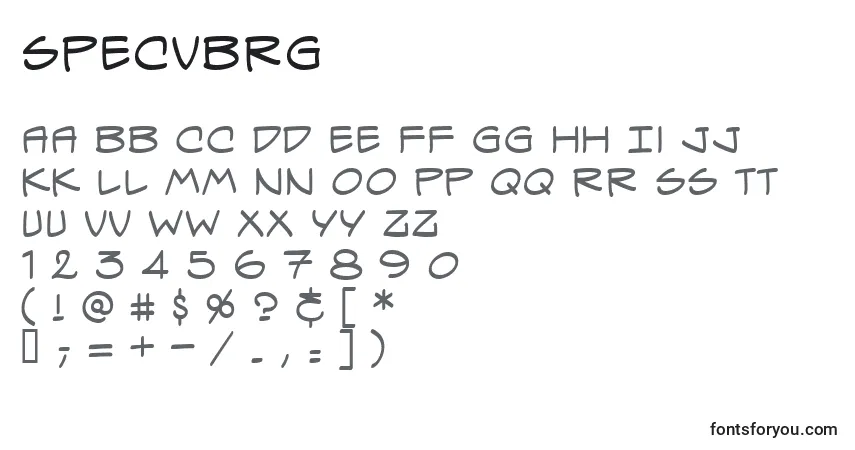 A fonte Specvbrg – alfabeto, números, caracteres especiais