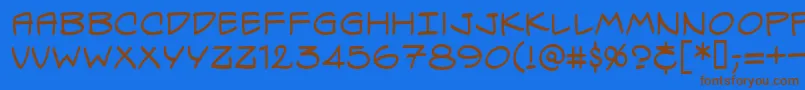 フォントSpecvbrg – 茶色の文字が青い背景にあります。