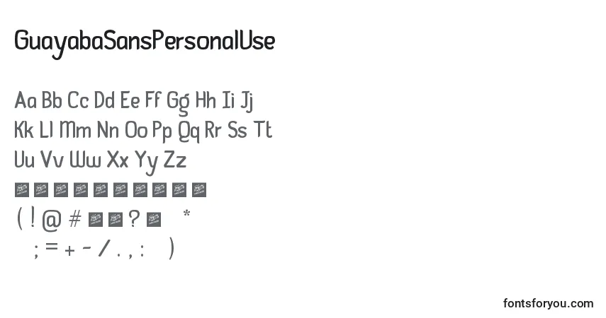 Шрифт GuayabaSansPersonalUse – алфавит, цифры, специальные символы