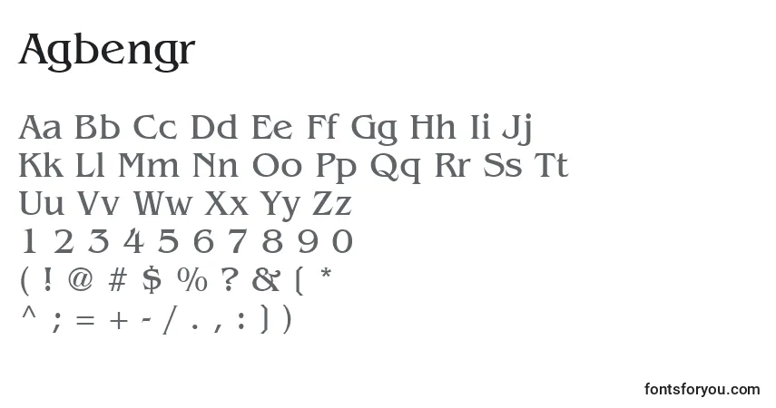 Schriftart Agbengr – Alphabet, Zahlen, spezielle Symbole