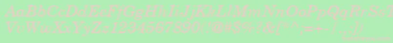 Fonte NewbrunswickItalic – fontes rosa em um fundo verde
