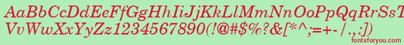 Czcionka NewbrunswickItalic – czerwone czcionki na zielonym tle
