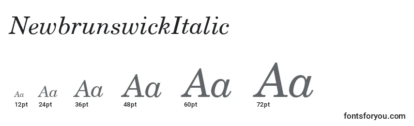 Размеры шрифта NewbrunswickItalic