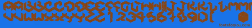 Kubikmeta Font – Brown Fonts on Blue Background