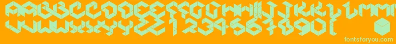 Kubikmeta Font – Green Fonts on Orange Background