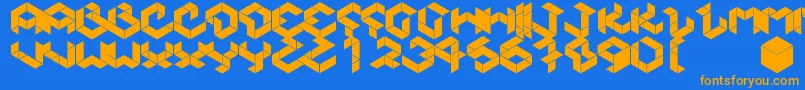 Kubikmeta Font – Orange Fonts on Blue Background