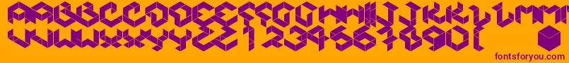 Kubikmeta-Schriftart – Violette Schriften auf orangefarbenem Hintergrund