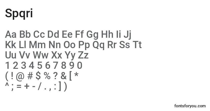 A fonte Spqri – alfabeto, números, caracteres especiais