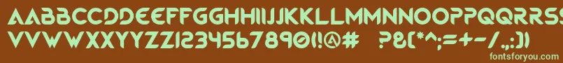 フォントMagmawaveCaps – 緑色の文字が茶色の背景にあります。