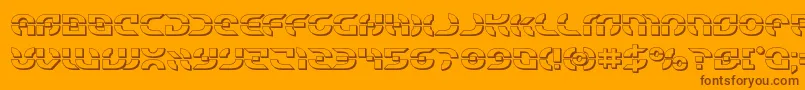 Starfighter3D-Schriftart – Braune Schriften auf orangefarbenem Hintergrund