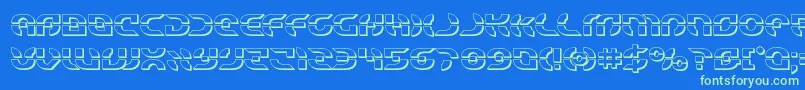 Starfighter3D-Schriftart – Grüne Schriften auf blauem Hintergrund