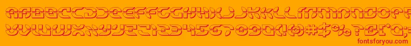 Starfighter3D-Schriftart – Rote Schriften auf orangefarbenem Hintergrund