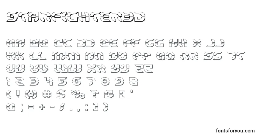 characters of starfighter3d font, letter of starfighter3d font, alphabet of  starfighter3d font