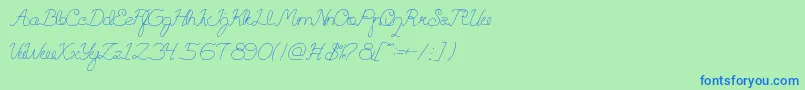 フォントQuestionOfScience – 青い文字は緑の背景です。