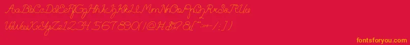 フォントQuestionOfScience – 赤い背景にオレンジの文字