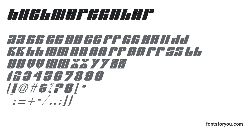 Czcionka ThelmaRegular – alfabet, cyfry, specjalne znaki