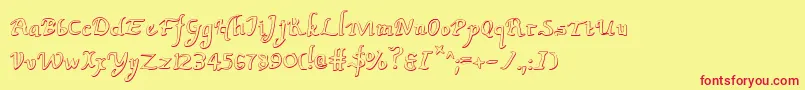 Fonte ValleyForgeOutline – fontes vermelhas em um fundo amarelo