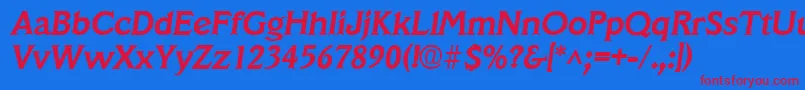 VeracruzBoldItalic Font – Red Fonts on Blue Background