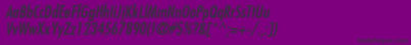KudosCondensedSsiCondensedItalic-fontti – mustat fontit violetilla taustalla