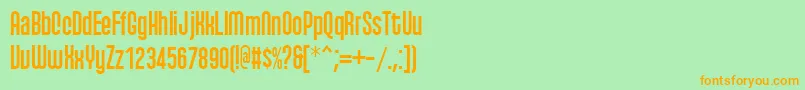 フォントQhyts ffy – オレンジの文字が緑の背景にあります。