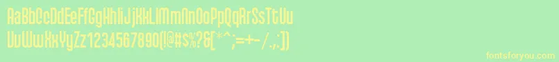 フォントQhyts ffy – 黄色の文字が緑の背景にあります