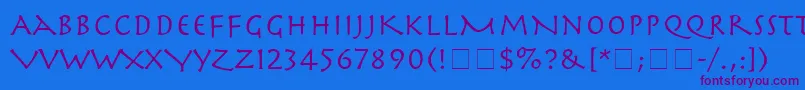 SpartaSsi-Schriftart – Violette Schriften auf blauem Hintergrund
