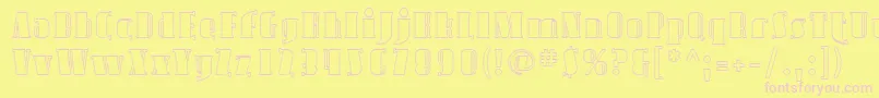 Sfavondaleoutline-Schriftart – Rosa Schriften auf gelbem Hintergrund