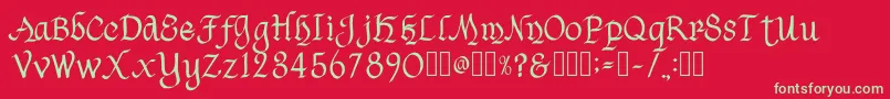 フォントHavenscriptRegular – 赤い背景に緑の文字