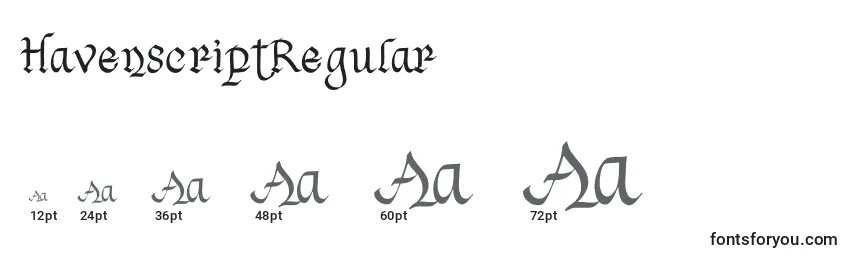 HavenscriptRegular Font Sizes