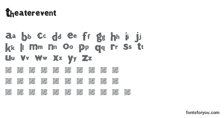 A fonte Theaterevent – alfabeto, números, caracteres especiais