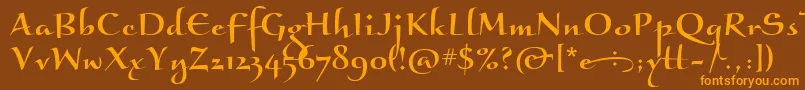 BraganzaItc Font – Orange Fonts on Brown Background