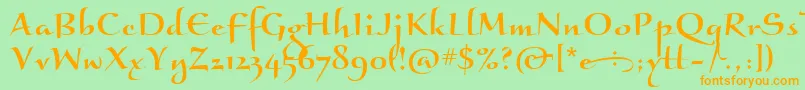 BraganzaItc Font – Orange Fonts on Green Background