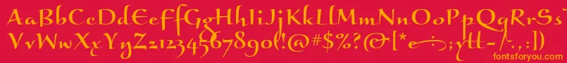 BraganzaItc Font – Orange Fonts on Red Background