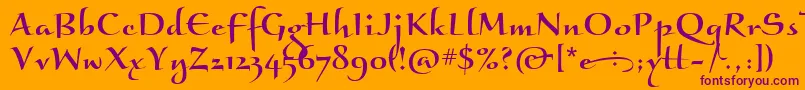 BraganzaItc Font – Purple Fonts on Orange Background