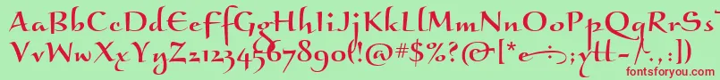 BraganzaItc Font – Red Fonts on Green Background