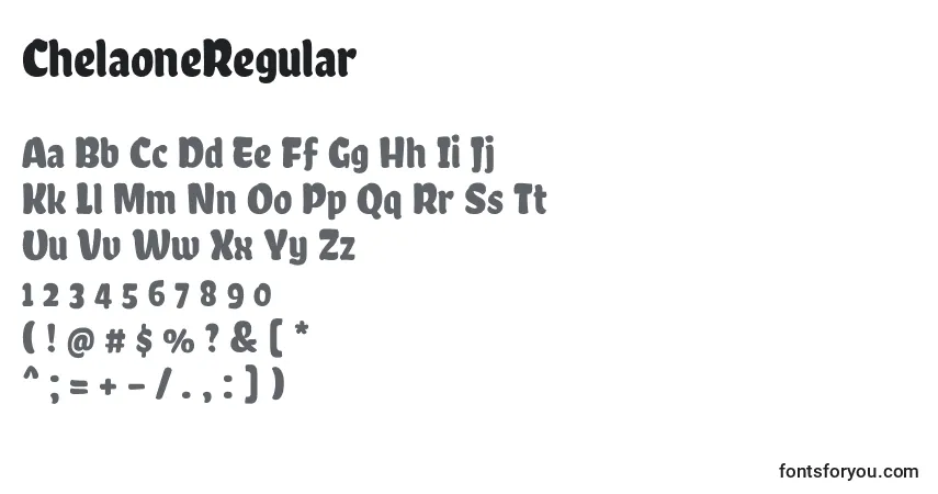 Czcionka ChelaoneRegular – alfabet, cyfry, specjalne znaki