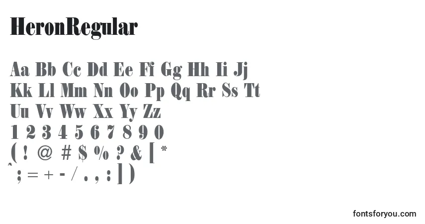 Schriftart HeronRegular – Alphabet, Zahlen, spezielle Symbole