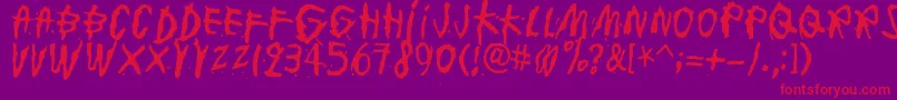 JunkohanheroOne-Schriftart – Rote Schriften auf violettem Hintergrund