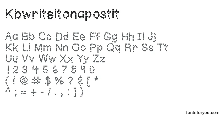 Czcionka Kbwriteitonapostit – alfabet, cyfry, specjalne znaki