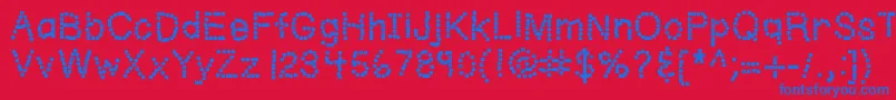Kbwriteitonapostit-Schriftart – Blaue Schriften auf rotem Hintergrund